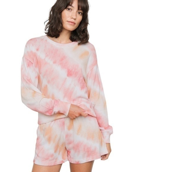 Rails Pink Orange Sunset Tie Dye Jane Pull On Sweat Shorts - Picture 2 of 15